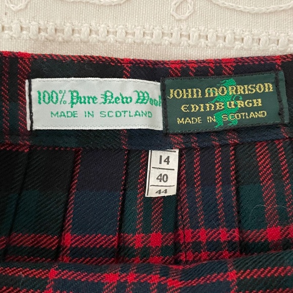 John Morrison Kilt Tartan Plaid Skirt Wool Pleated Made in Scotland UK/14  US/S - Picture 11 of 16